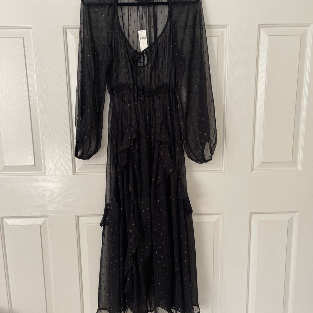 Anthropologie long sleeve ruffle mesh maxi dress - Picture 5 of 6